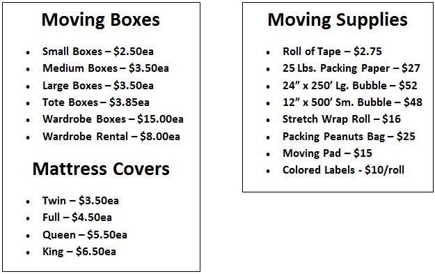 Your List of Moving Supplies - Brothers EZ Moving